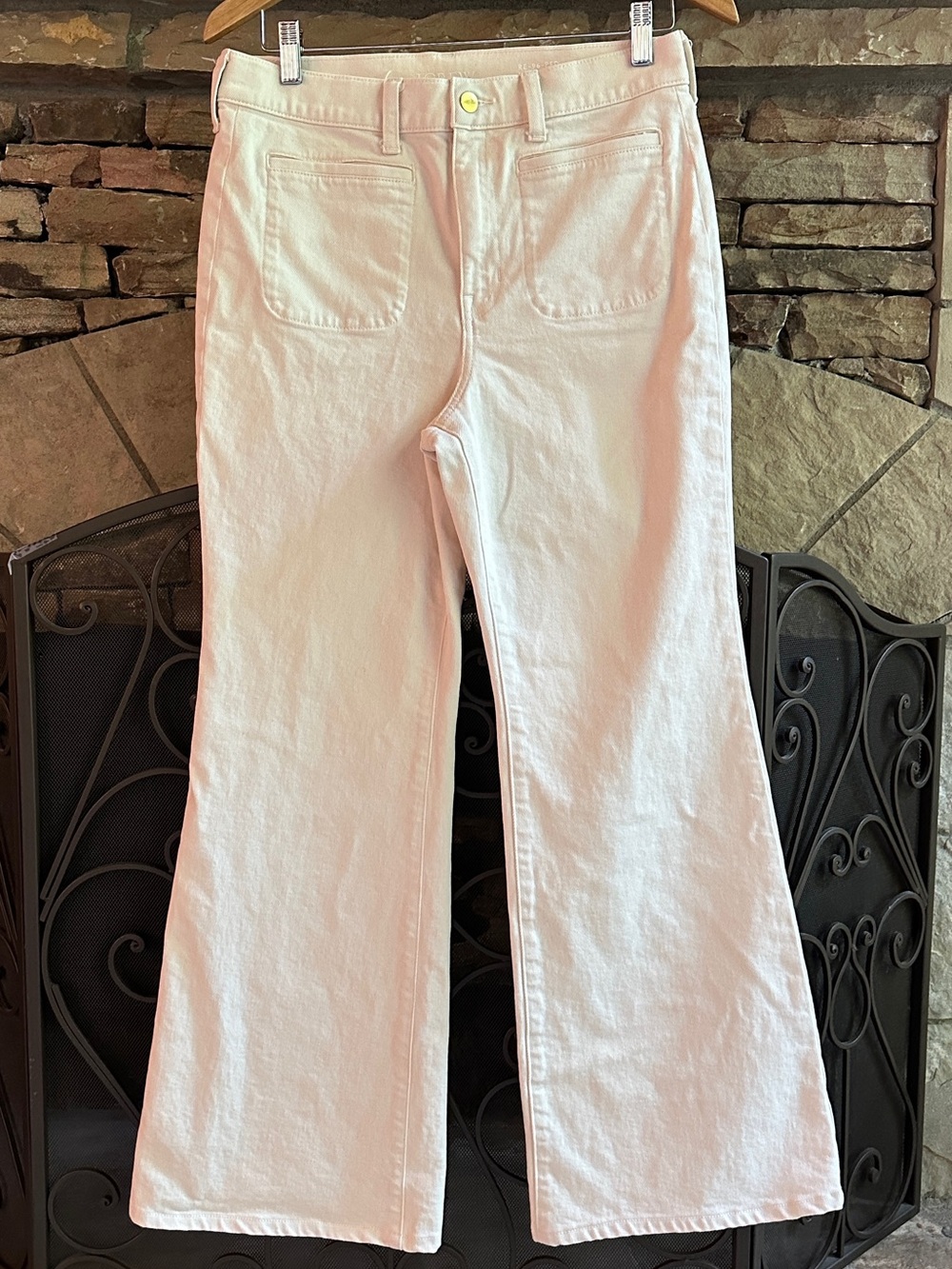 J. Crew Cream Wide-Leg Flare Jeans